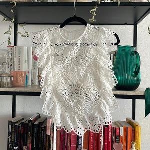 Lace White Crop Top